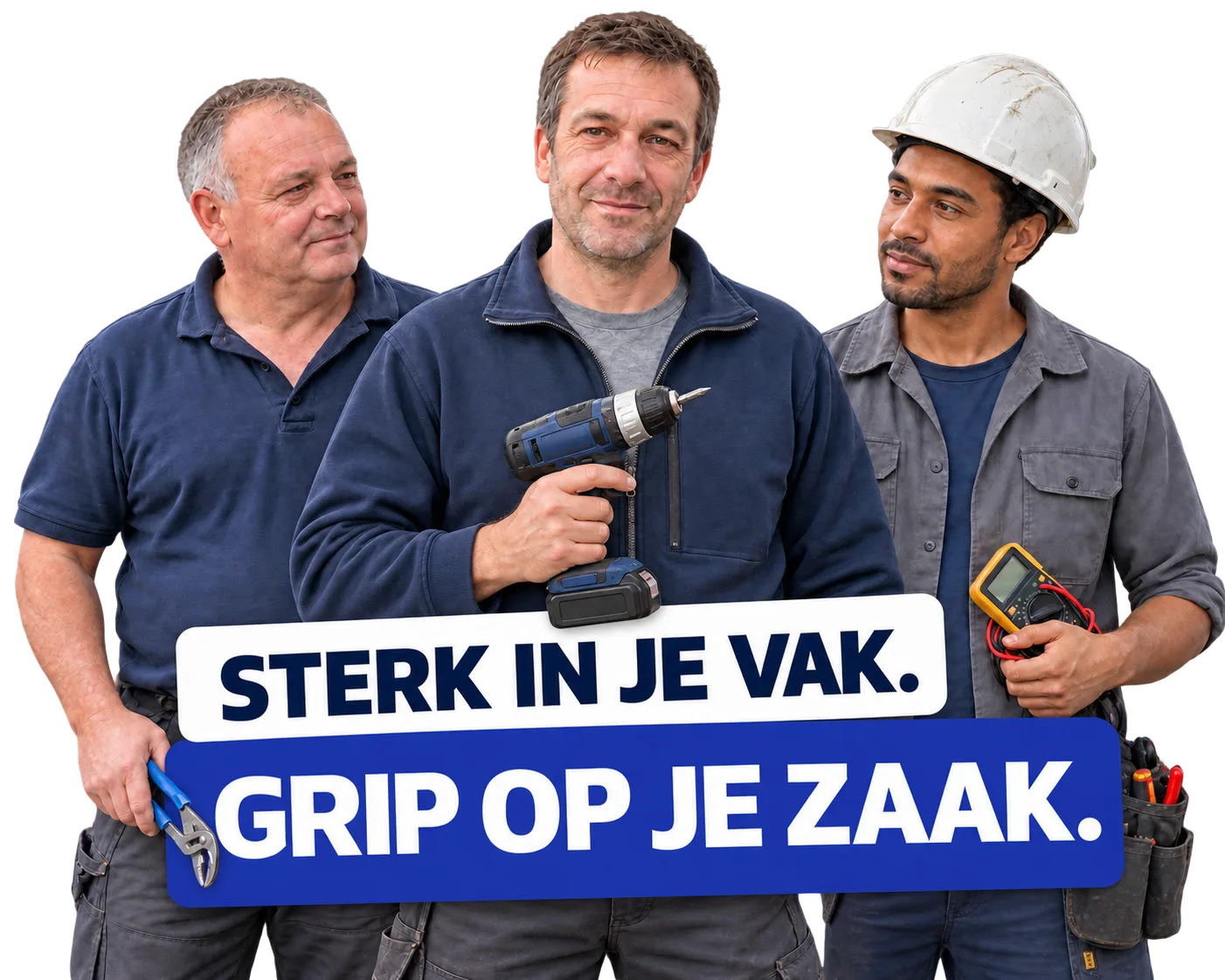 Installatieteam met boormachine, klaar voor de volgende klus
